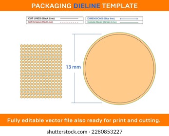 238pcs 13 mm CIRCLE oder ROUND Aufkleber-Dieline-Vorlage