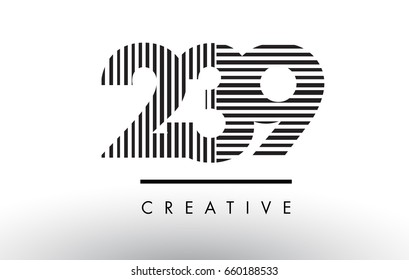 239 Black and White Number Logo Design with Vertical and Horizontal Lines.