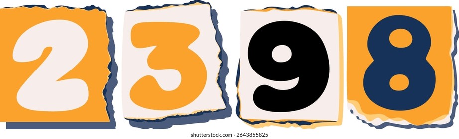 2398 Retro torn paper number Design art