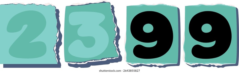 2399 Retro torn paper number Design art