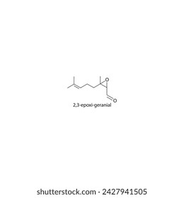 2,3-epoxi-geranial skeletal structure diagram.volatile compound molecule scientific illustration on white background.