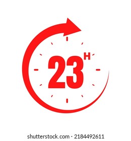 23hours, icon symbol red, time, o'clock
