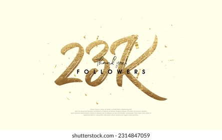 23k celebrations for followers, with fancy gold glitter figures.