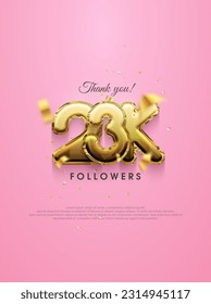 23k followers design, with luxury gold numbers for greetings on social media posts.