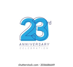23rd anniversary blue colored vector design for birthday celebration, isolated on white background