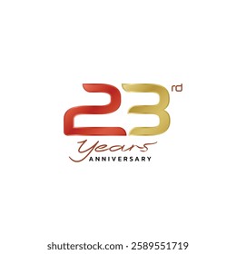 23rd anniversary Celebration, anniversary design with number in calligraphy style. Flat vector Illustrations.