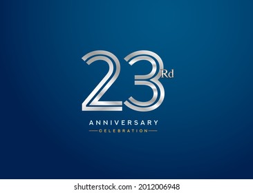 23rd anniversary celebration logotype with linked number silver color isolated on blue color. vector anniversary for celebration, invitation card, and greeting card