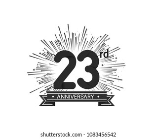 23rd anniversary design with firework and ribbon black color for use company celebration 