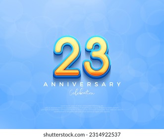 23rd anniversary design. premium vector background with navy blue shades. Premium vector background for greeting and celebration.