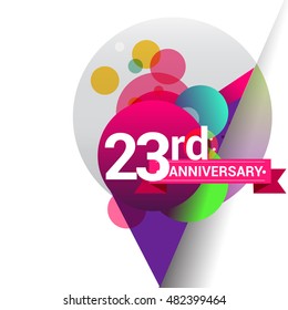 23rd Anniversary logo, Colorful geometric background vector design template elements for your birthday celebration.