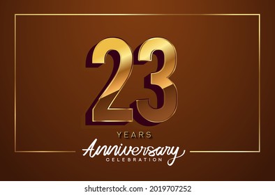 23rd anniversary logo golden colored isolated on elegant background. Vector anniversary for celebration.