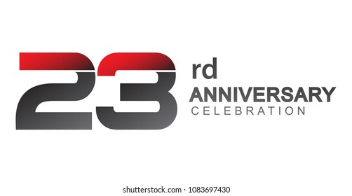23rd anniversary logo red and black design simple isolated on white background for anniversary celebration.
