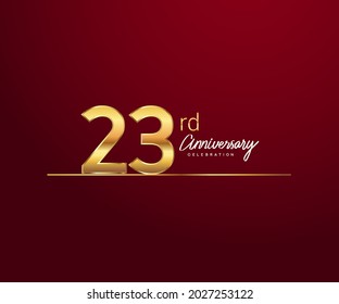 23rd anniversary logotype with golden color and underline design isolated on red color. vector anniversary for celebration, invitation card, and greeting card