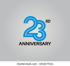 23rd anniversary logotype with multiple line style blue color isolated on white background for celebration