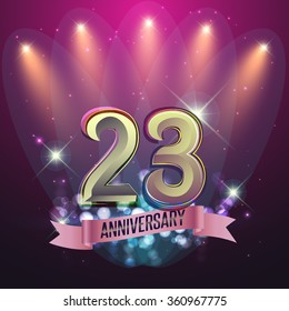 23rd Anniversary, Party poster, banner or invitation - background glowing element. Vector Illustration.