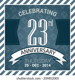 23rd Anniversary poster / template design in retro style - Vector Background