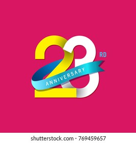 23rd Anniversary simple emblems, template design for web, game ,Creative poster, booklet, leaflet, flyer, magazine, invitation card