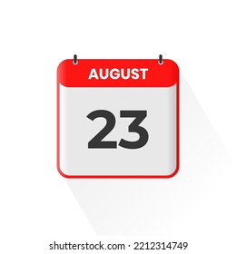 23rd August calendar icon. August 23 calendar Date Month icon vector illustrator