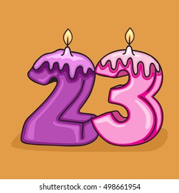 23rd Birthday Candle Number .Vector design template elements for your birthday celebration.