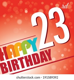 23rd Birthday party invite/template design in bright and colourful retro style - Vector