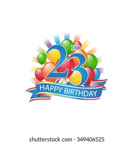 105 Colorful Happy Birthday Logo With Balloons And Burst Of Light ...