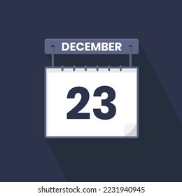 23rd December calendar icon. December 23 calendar Date Month icon vector illustrator
