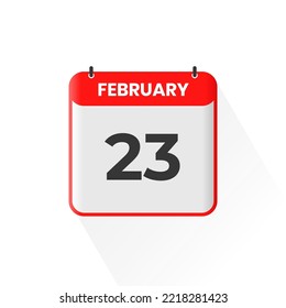 23rd February calendar icon. February 23 calendar Date Month icon vector illustrator