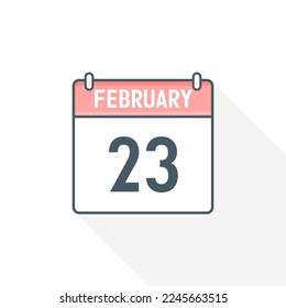 23rd February calendar icon. February 23 calendar Date Month icon vector illustrator