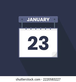 23rd January calendar icon. January 23 calendar Date Month icon vector illustrator