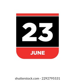 Icono vectorial de fecha del calendario 23 de junio. Cartas del 32 de junio.