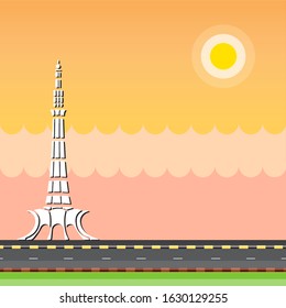 23rd March Minar e Pakistan Lahore Resolution Day. Banner or Poster template with empty space for text. Artwork showing Pakistani cultural and historical monument shining under the sunlight in daytime