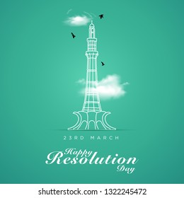 23rd of march Pakistan Day Celebration vector illustration - Vector with English Typography