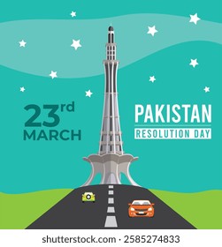 23rd March - Pakistan Resolution Day - Star - Blue Sky - Car