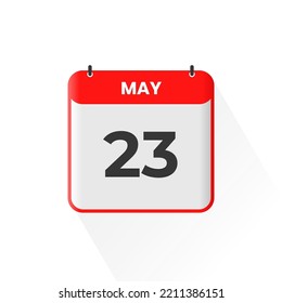 23rd May calendar icon. May 23 calendar Date Month icon vector illustrator