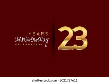 23rd years anniversary celebration logotype with gold and elegant color isolated on red color. vector anniversary for celebration, invitation card, and greeting card.