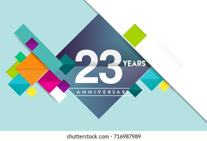 23rd years anniversary logo, vector design birthday celebration with colorful geometric isolated on white background.