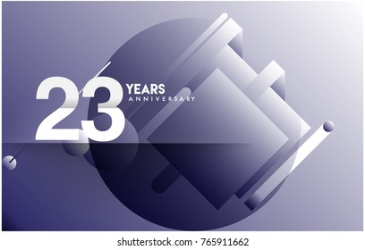 23rd years anniversary logo, vector design birthday celebration with colorful geometric isolated on white background.