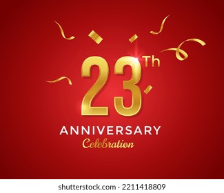 23St Anniversary event banner with festival confetti on red abstract background