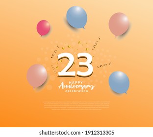 Antecedentes de 23 años con número 3D e ilustración de globos
