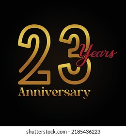 23th anniversary celebration logotype with handwriting golden and red colour elegant design . vector anniversary for celebration, invitation card, and greeting card.