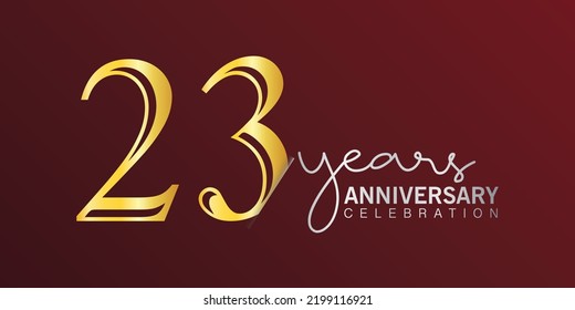 23th anniversary celebration logotype number gold color with red color background. vector anniversary for celebration, invitation card, and greeting card