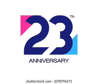 23th anniversary geometric logo. Design with triangle shapes for birthday or celebration