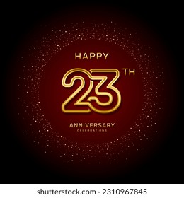 Diseño del logotipo del 23º aniversario con un concepto de doble línea en color dorado, logotipo vectorial ilustración de la plantilla