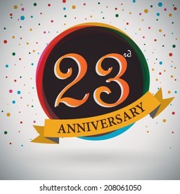 23th Anniversary poster / template design in retro style - Vector Background