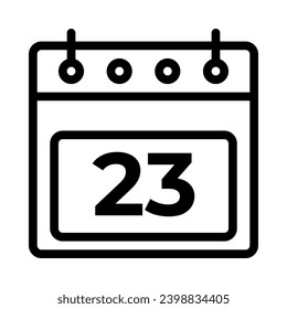 23. Tageskalender Symbol Vektor. Rahmenkalender-Signatur. Vektorgrafik-Grafik