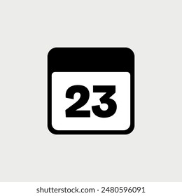 23th day of the month, minimalist calendar. Vector icon