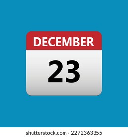 23th December calendar icon. December 23 calendar Date Month icon. Isolated on blue background
