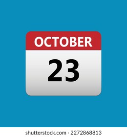 23th October calendar icon. October 23 calendar Date Month icon. Isolated on blue background