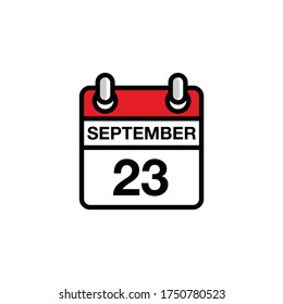 23th of September flat day of the month calendar icon. Date and time schedule concept. Vector illustration design