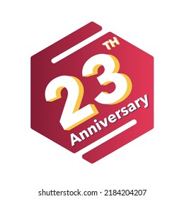 23th years anniversary logo, vector design birthday celebration with pink gradient  geometric isolated on white background.